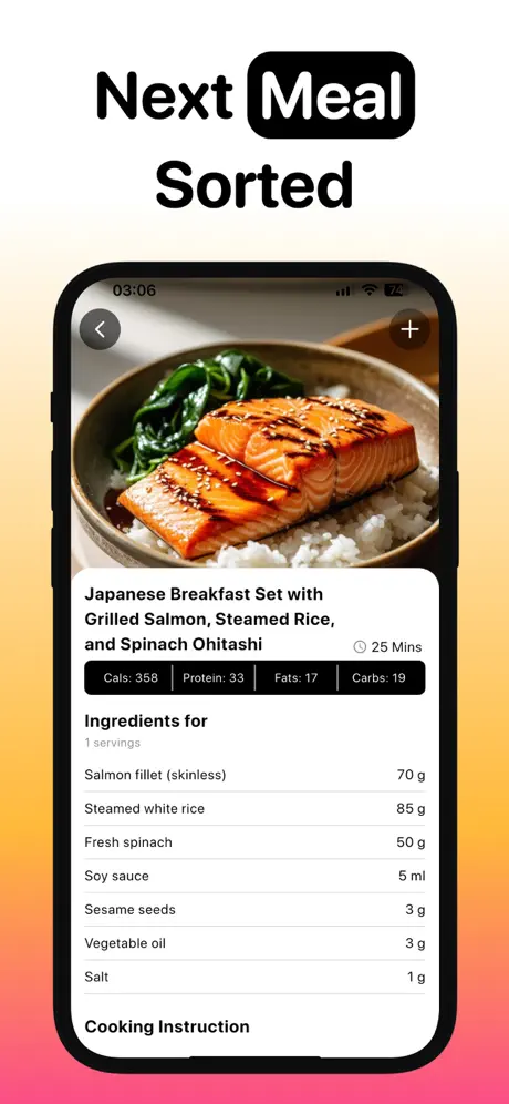 Calzeno AI meal planner — recipe suggestions with calories and macros