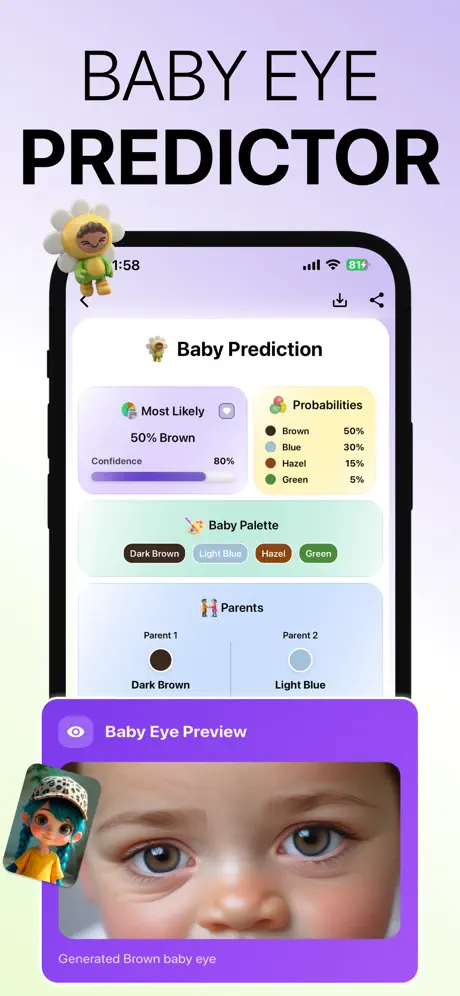 Iris AI baby eye predictor — predict baby eye color with genetic probability